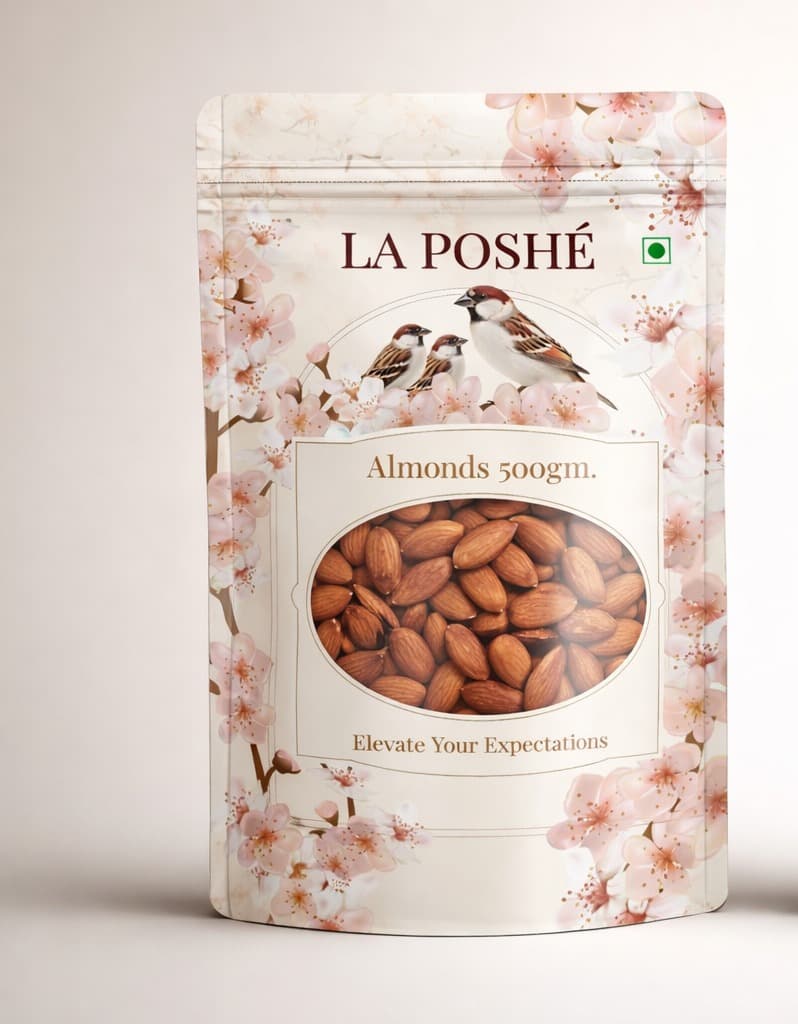 Almond stand-up pouch for La Poshé