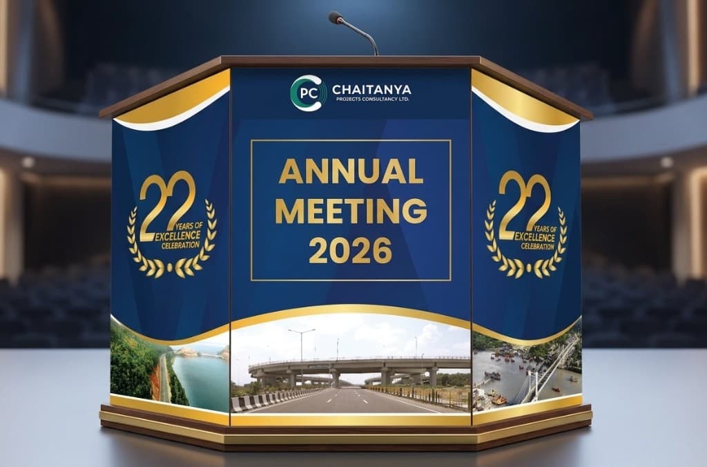 Annual meeting podium for Chaitanya Projects