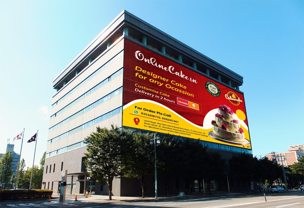 Building hoarding for Onlinecake.in