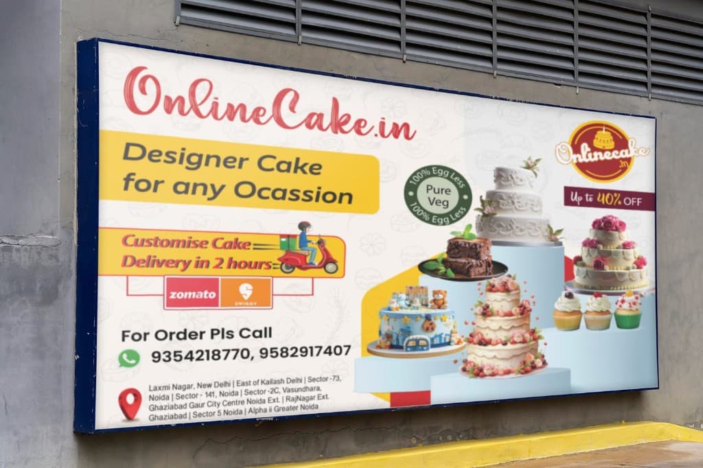 Wall hoarding for Onlinecake.in