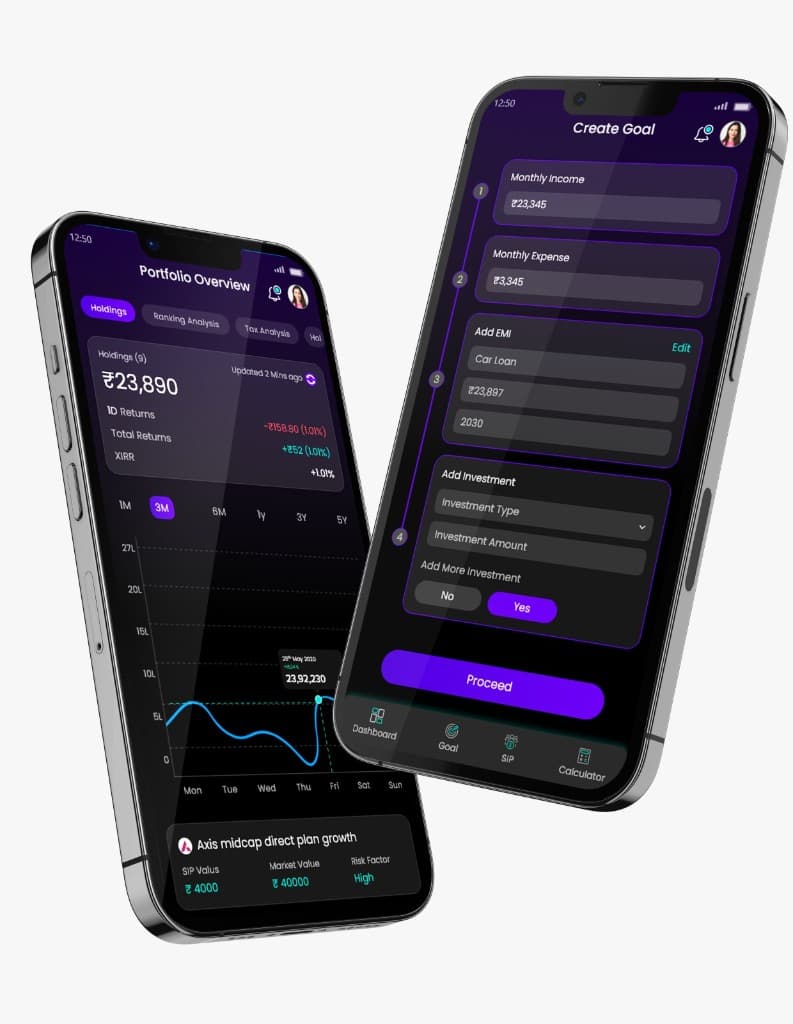 Finance goal app screens