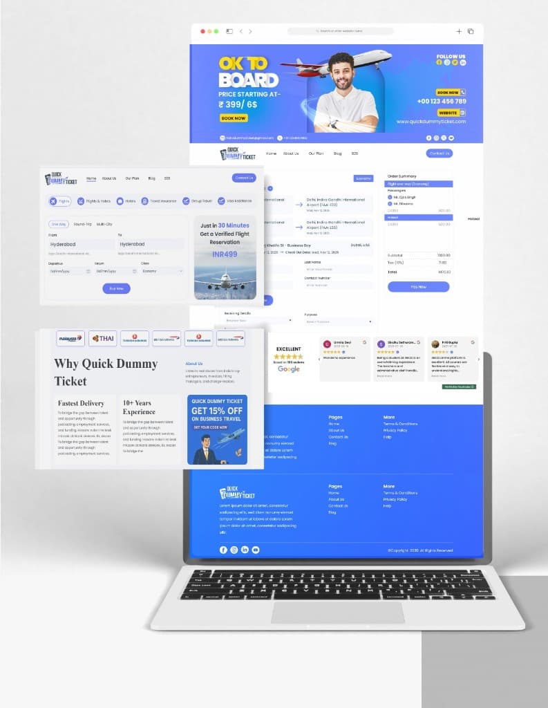 Website design for Quick Dummy Ticket