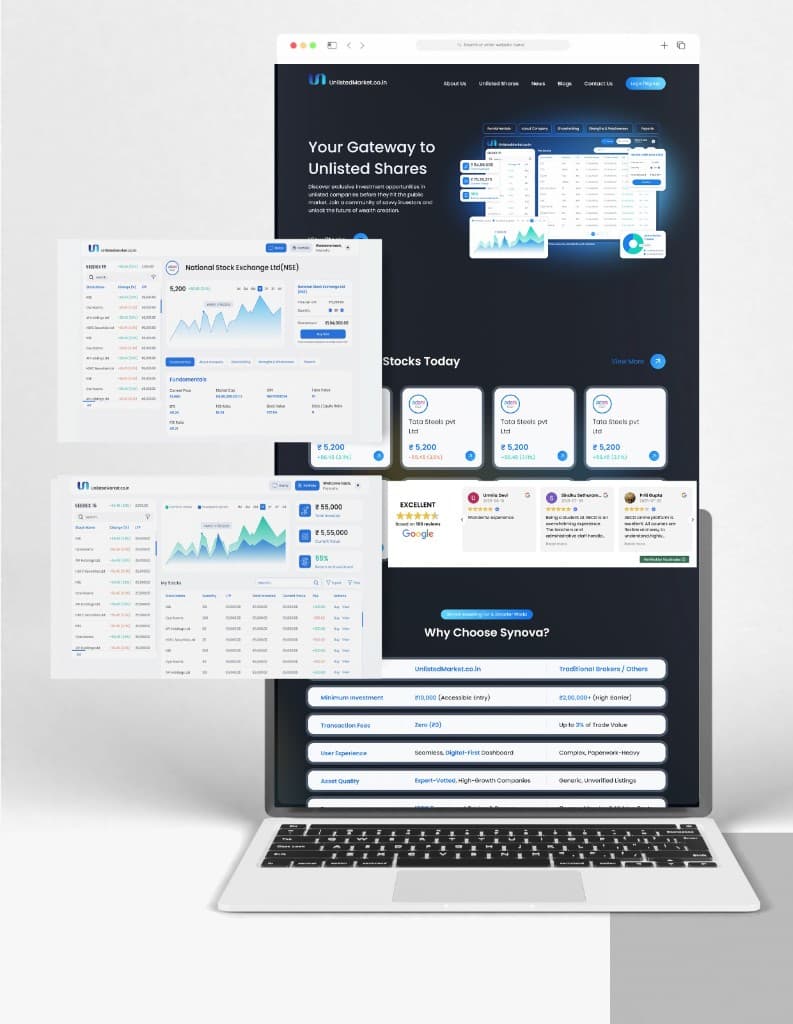 Website and dashboard for UnlistedMarket
